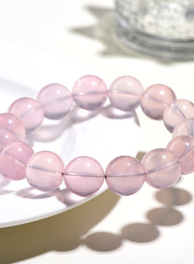 久雅水晶 天然莫桑星光粉水晶手链 晶体通透带星光粉色系马粉手串