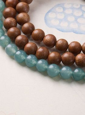 沉香木蓝水玉髓手链串珠女士轻奢高级感文玩佛珠手饰手串爆款批发