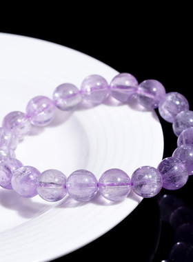 久雅水晶 天然7A拉丝猫眼紫锂辉圆珠手链 一线眼猫眼紫锂辉批发