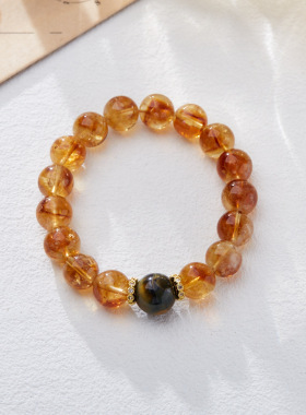 巴西黄水晶手链女黄阿塞DIY水晶宝石高级感手串闺蜜礼物批发