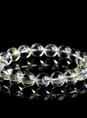 久雅水晶 天然青拧彩虹黄阿赛圆珠手链 黄绿水晶散珠手串 批发