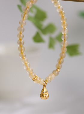 金发晶手链新中式复古气质S925银镀金锆石葫芦手串轻奢高级感手饰