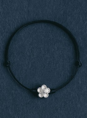 桃花运编织银桃花红绳手链脚链男女本命年福运自来手绳闺蜜礼物