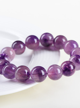 久雅水晶 天然老矿粉紫超七圆珠手链 紫色超七散珠手串 厂家直销