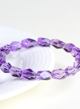 久雅水晶  天然巴西紫水晶随形切角手链 浅紫色水晶随型手串 批发