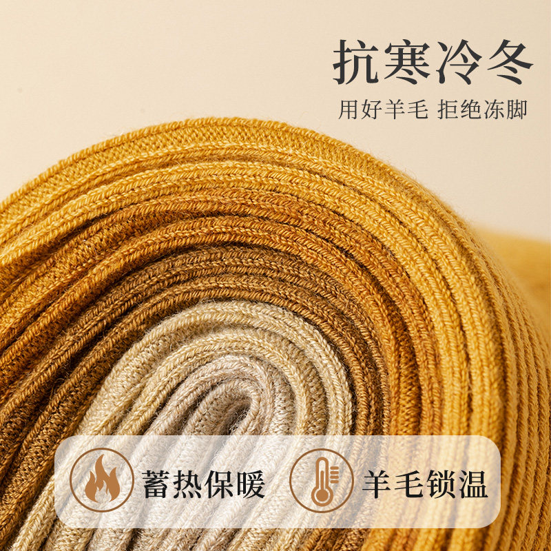 堆堆袜女秋冬季羊毛袜自发热咖色中长筒春秋款潮英伦风小皮鞋袜子 - 图3