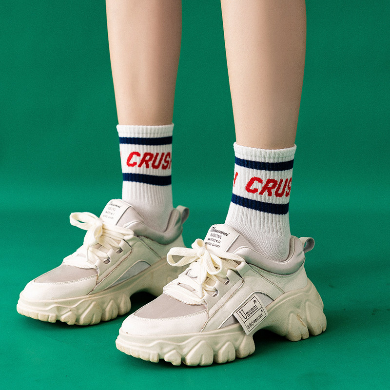 黑白色春秋冬薄款长筒ins潮中筒袜 加兹尼短袜/打底袜/丝袜/美腿袜