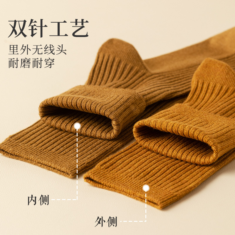 堆堆袜女秋冬季羊毛袜自发热咖色中长筒春秋款潮英伦风小皮鞋袜子 - 图2