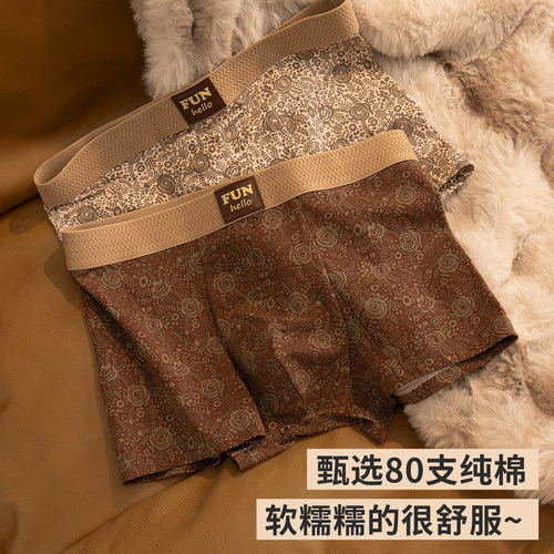 内裤男生纯棉2026冬新款全棉男士抗菌透气四角短裤高档男款平角裤 - 图1