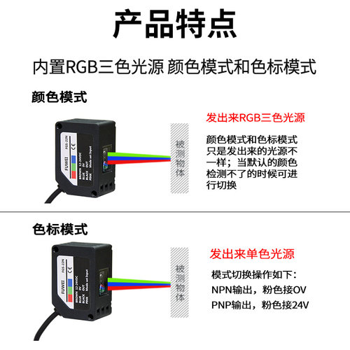 fuwei色标传感器颜色识别光电感应器精度高FGS-22N电眼防抖动纠偏 - 图2