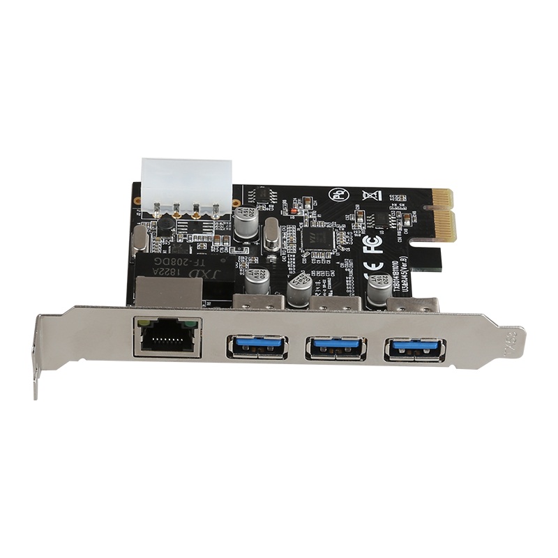 PCIE千兆网卡台式机以太网 PCI-E转USB3.0转接卡扩展卡HUB分线器-图0