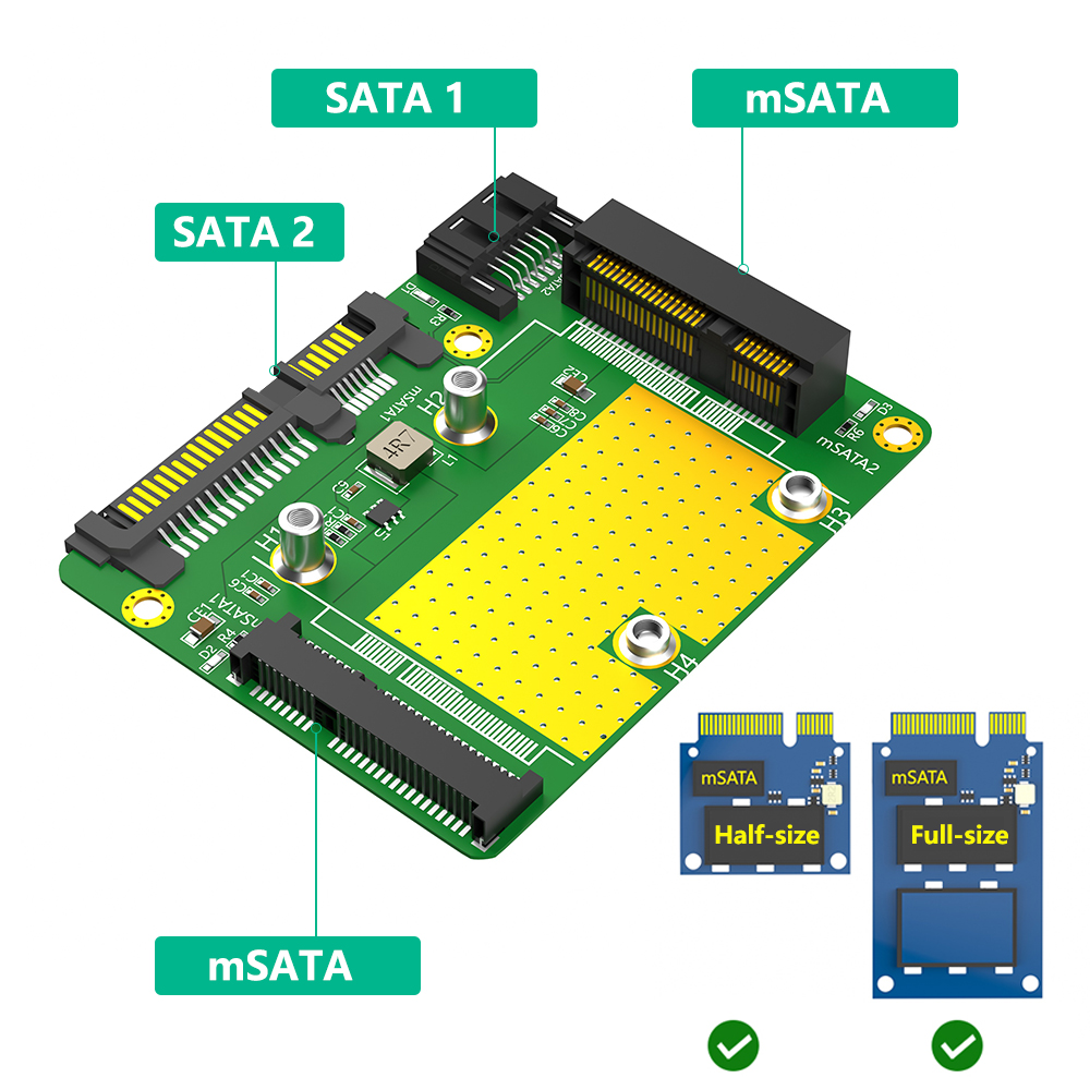 MSATA固态硬盘转接卡双MSATA转双SATA3.0半高全高 SSD - 图1