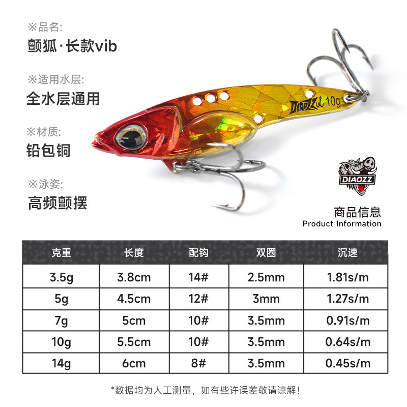 钓之猪路亚饵颤狐vib长款微物远投铁板钓翘嘴鳜鱼3.5克铅包铜假饵,淘宝优惠券,粉丝福利购,淘宝优惠卷