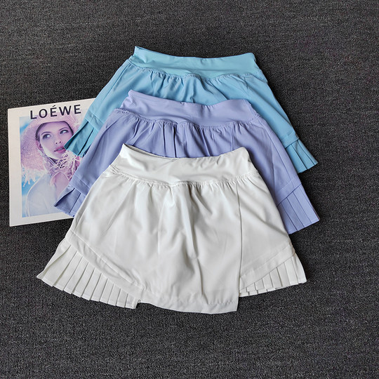 Falda plisada de cintura alta para correr, corta, antiexposición, para yoga, para mujer