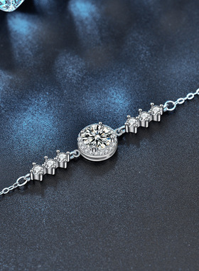 美国Lockend莫桑钻925银手链女满天星圆包气质简约手饰闺蜜礼物