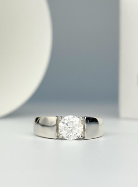 美国Lockend莫桑钻18K白金简约四爪男士钻戒情侣结戒指送男友礼物