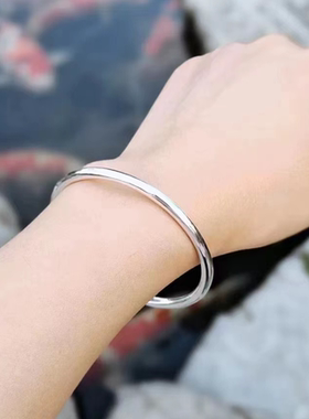 素圈实心闭口999纯银手镯小众女