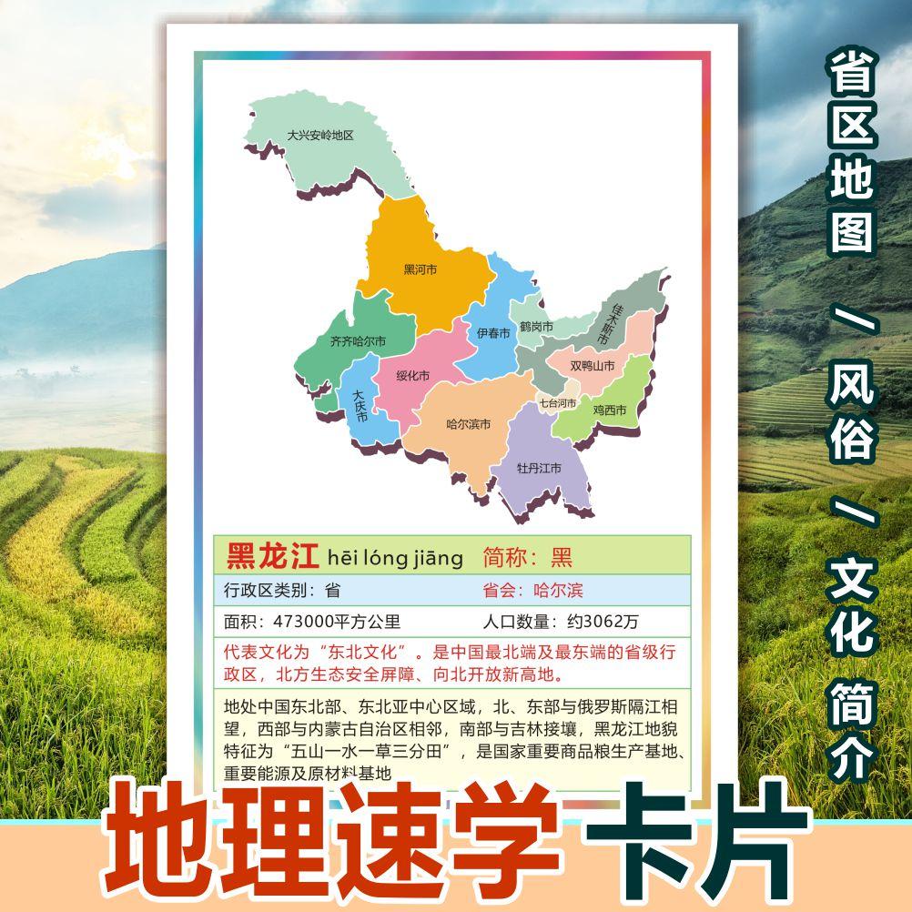中国省份行政闪卡中国风知识热点国学儿童早教地图认知速记卡片 - 图3