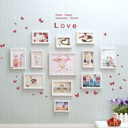 12 рамка Living Simple Photos Wall Decorative Wedding Photo Творческая комбинированная рама европейская стена висящая кардиологическая стена кардиологического стиля