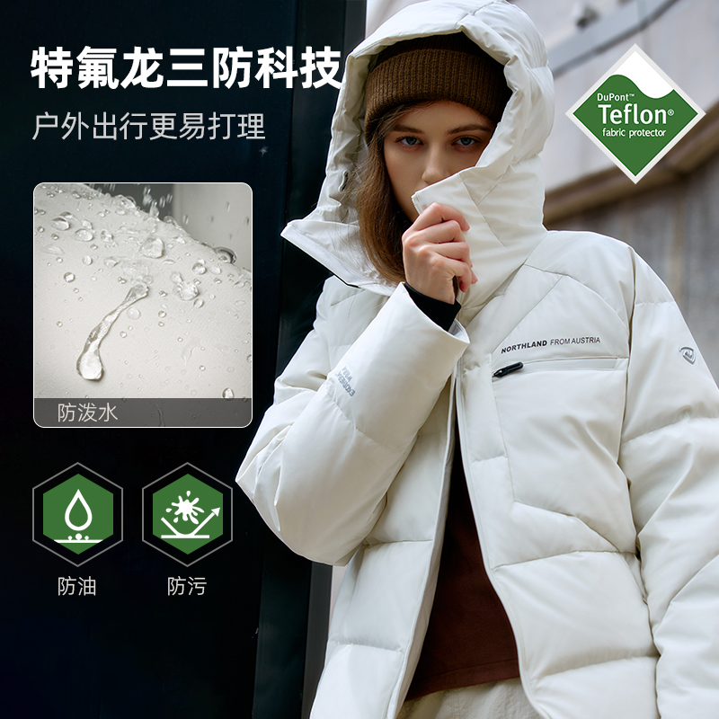 诺诗兰男女鹅绒羽绒服户外徒步三防保暖抗寒登山运动外套羽绒衣