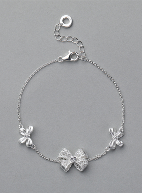梵灵S925纯银蕾丝蝴蝶结手链