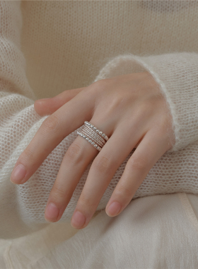 梵灵车花珠银丝戒指S925纯银