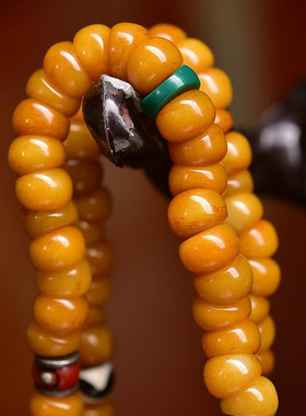 藏传回流牦牛骨108颗佛珠念珠大肠珠脖挂藏式玛瑙天珠料器配饰