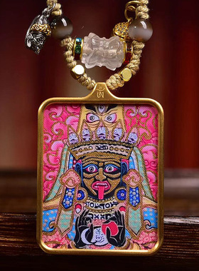 纯手工编制绳项链可调节手绘扎基拉姆唐卡佛牌吊坠绿度母挂坠饰品