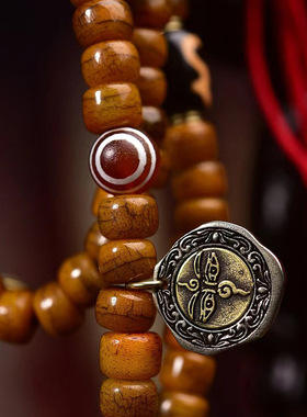 藏传骆驼骨108颗佛珠念珠回流骨桶珠藏式文玩复古男女款多圈手串