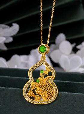 黄金色国潮风项链沙质感金铃兰