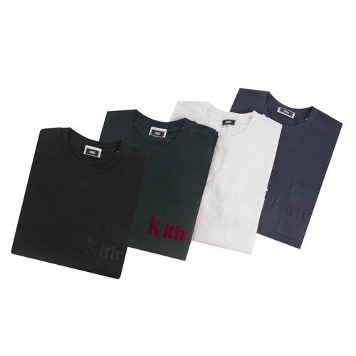 KITH美潮植绒口袋短袖夏新男女同款纯棉T恤圆领套头上衣休闲宽松 - 图0