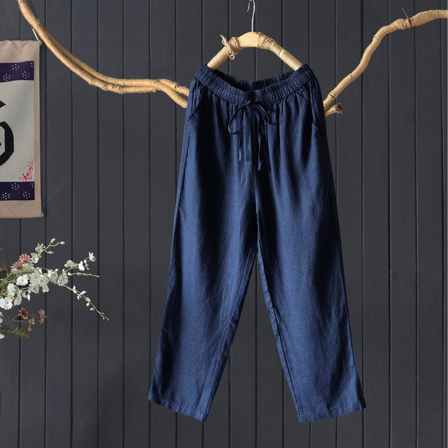 ພາກຮຽນ spring ແລະ summer slimming 100% linen pencil pants ສໍາລັບແມ່ຍິງ