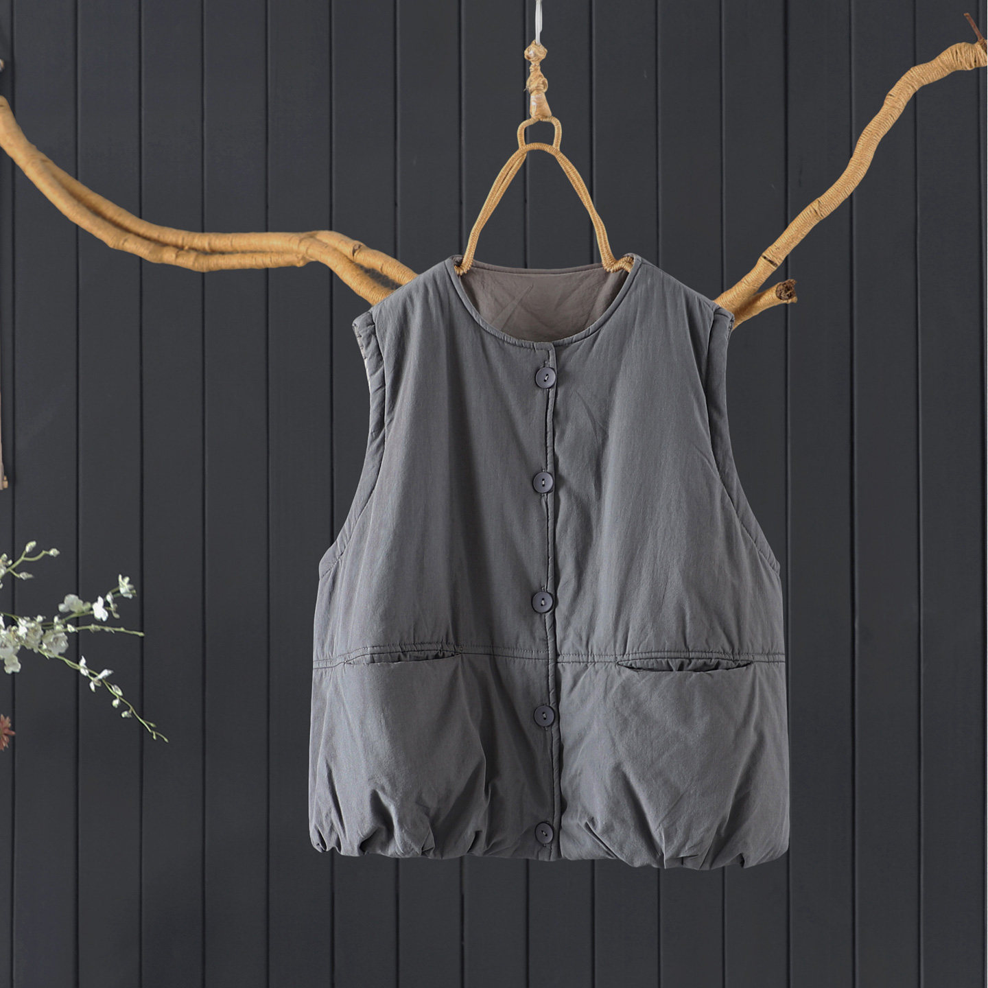 2025冬季夹棉加厚马甲女纯色100%棉无袖外套棉衣简约通勤宽松马夹,淘宝优惠券,粉丝福利购,淘宝优惠卷