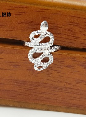 手工足银开口夸张戒指