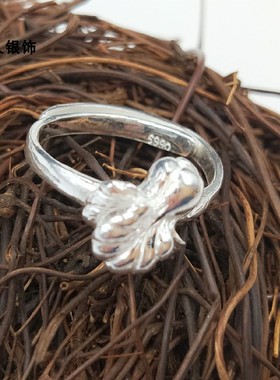 包邮纯手工制品99纯银戒指女银