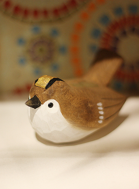 鹿妖商店肥啾鸟手工木雕创意摆件