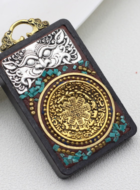 尼泊尔檀木牌毛衣链吊坠长款复古