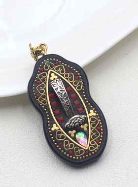 diy黑檀木佛牌葫芦如意挂件吊坠