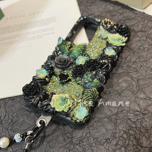 绝美手机壳奶油胶复古绿个性高级奢华小众适用苹果17华为vivo小米 - 图1