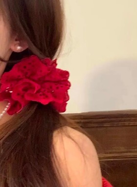 浪姐7曾沛慈同款白色蕾丝发圈女法式温柔低马尾双层大肠圈扎头绳