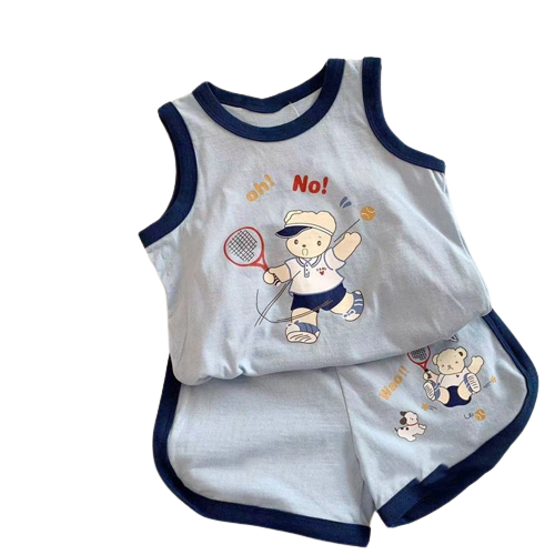 宝宝背心无袖套装夏季新款卡通男女中小童洋气可爱短裤两件套潮,淘宝优惠券,粉丝福利购,淘宝优惠卷