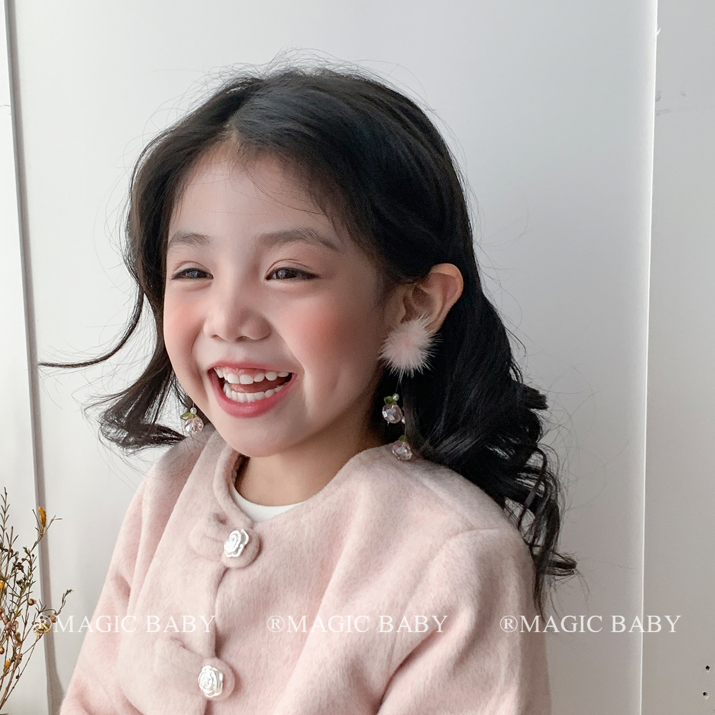 秋冬可爱粉色毛球流苏无耳洞耳夹甜美宝宝耳饰耳坠耳环饰品配饰,淘宝优惠券,粉丝福利购,淘宝优惠卷