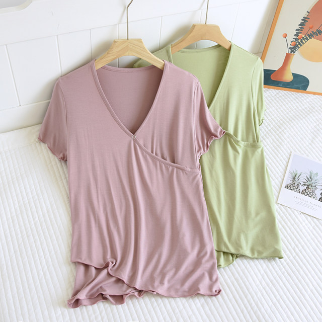 ຊຸດນອນແມ່ Summer Sleeve Short Sleeve T-Shirt Tops Modal