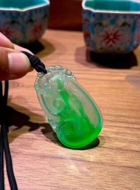 天然冰种飘花翡翠如意吊坠男女款缅甸A货正品晴水玉石玉吊坠挂件