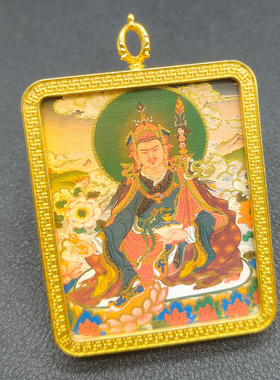 手绘描金唐卡嘎呜盒 药师佛吊坠莲花生男女款佛牌项链 批发送挂绳