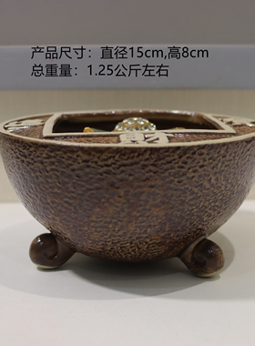 芳禾居台湾手工制作陶土聚宝盆收银台财位送人礼品摆件顺丰包邮