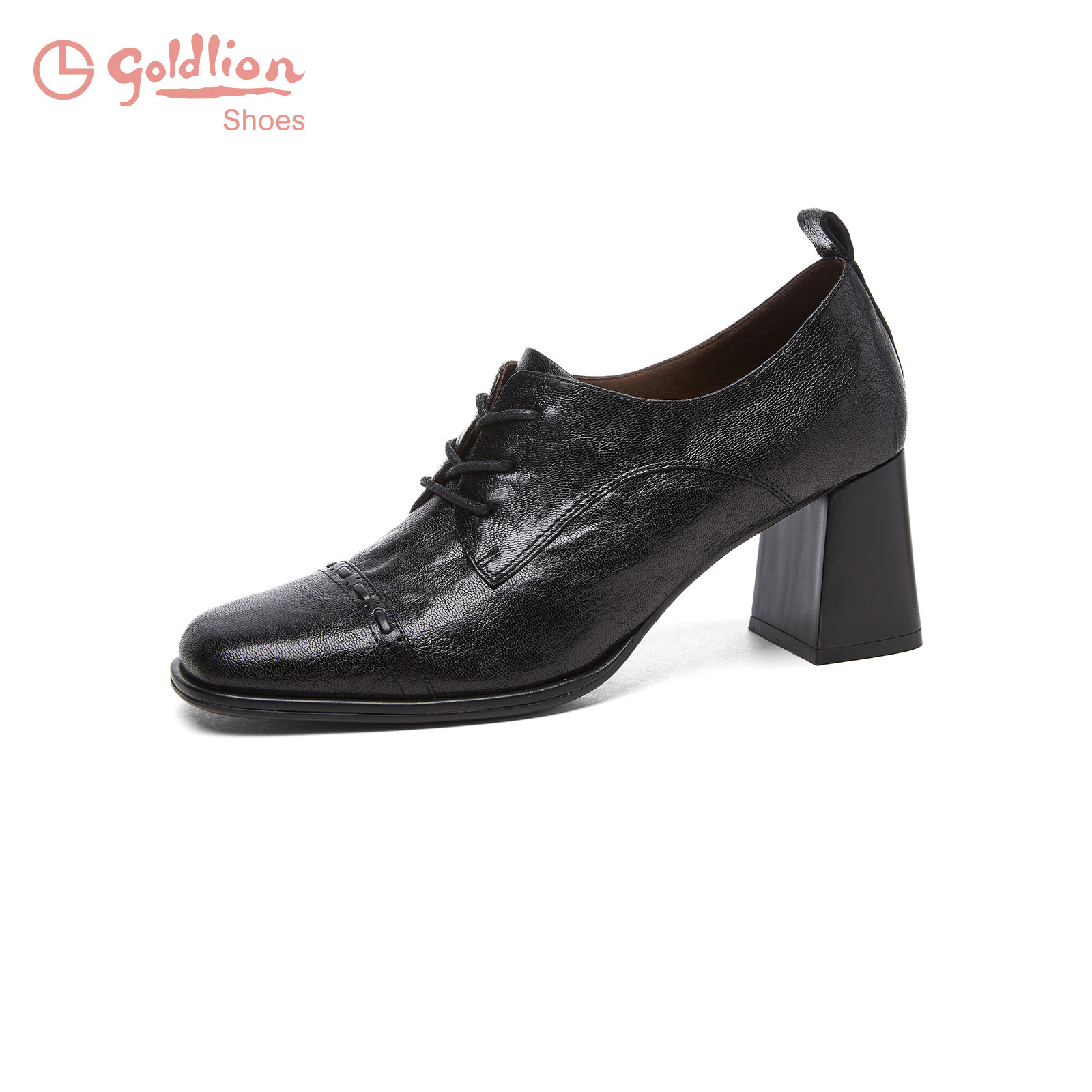 金利来深口单鞋女2025新款复古英伦风粗跟系带高级感百搭方头单鞋,淘宝优惠券,粉丝福利购,淘宝优惠卷