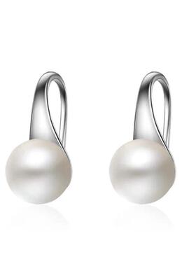 Elegant 925 Silver Needle Big Clear Freshwater Pearl Earring
