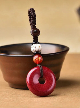 朱砂钥匙扣吊坠紫金砂汽车钥匙挂件本命年红色项坠厂家批发