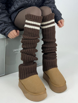 Thickened Autumn Winter Knit Collision Color Striped College Wind Heaps Pile Socks Socks New Year Red Leg Set Snowy Boots Warm Socks